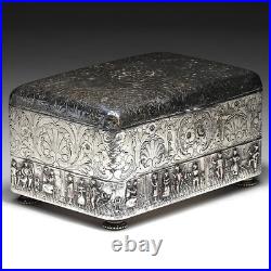 Antique C. 1895 E. G. Webster & Son American Silverplate Tobacco Humidor Box