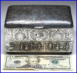 Antique C. 1895 E. G. Webster & Son American Silverplate Tobacco Humidor Box
