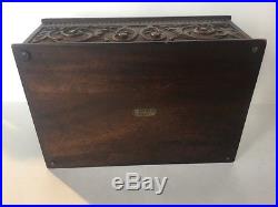 Antique Carved Mahogany Porcelain Lined Cigar Pipe Humidor Box Kopriwa Chicago