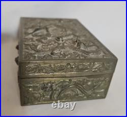 Antique Chinese Dragon humidor cigar Box high relief decorated