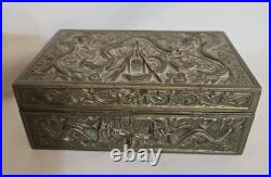 Antique Chinese Dragon humidor cigar Box high relief decorated