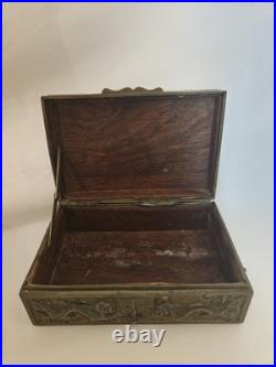 Antique Chinese Dragon humidor cigar Box high relief decorated