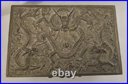 Antique Chinese Dragon humidor cigar Box high relief decorated