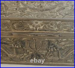 Antique Chinese Dragon humidor cigar Box high relief decorated