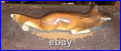 Antique Cigar Leather Humidor Box Enamel Interior & Porcelain Fox Figure Handle Antique Cigar Leather Humidor Box Enamel Interior & Porcelain Fox Figure Handle