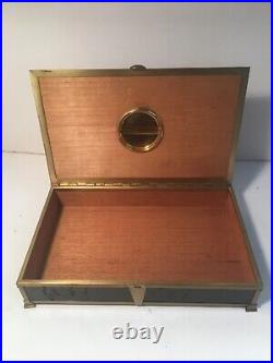 Antique Deco Humidor Box Brass/leather/wood Kronheim & Oldenbusch