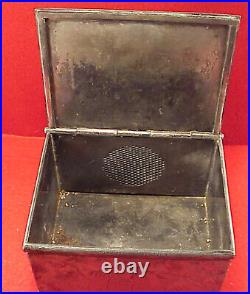 Antique Derby Silver Co. Figural Bulldog Glass Eyes Tobacco Box Humidor 6 X5 1/4
