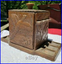 Antique Duck Pheasant Hunting Motif Cigar Box Humidor
