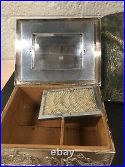 Antique E F Caldwell & Co NY Neoclassical Silver Humidor Box EXCELLENT