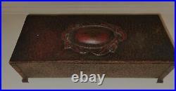 Antique Early 1900's Arts & Crafts Hammered Cigar Box/Humidor Wood Lined