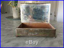 Antique Early 1900's FRIEDMAN SILVER CO Silverplate Cigar Humidor Card Box
