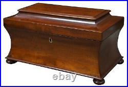 Antique Edwardian Flame Mahogany Footed Humidor Cigar Tobacco Caddy Box 13