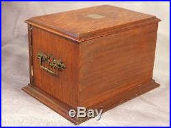 Antique Edwardian Vintage Tiger Oak Cigar Humidor Smokers Cabinet Box Safe C1910