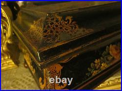 Antique English Hand Painted Fugural Tole Tin lined Cigar Humidor Box by SMITHS
