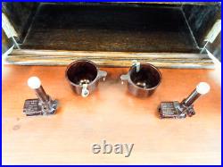 Antique English Tiger Oak Pipe Smoke Cabinet Wood Box Humidor Doulton Jar 1910s