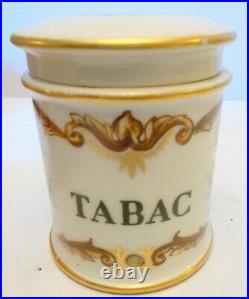 Antique FRENCH PORCELAIN FRENCH TABAC Tobacco HUMIDOR Trinket Box Hand Ptd