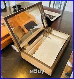 Antique Fine Cigar / Jewelry Display Box Handmade Hinged Walnut Table Wood Box