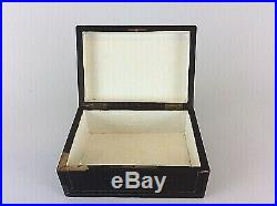 Antique French Cigar Jewelry Case Box Humidor Wooden Brass Marquetry Victorian