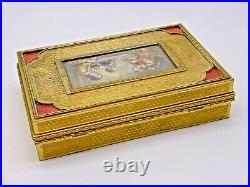Antique French Gold Gilt Ormolu Guilloche Smokers Box Three Men Playing Dice
