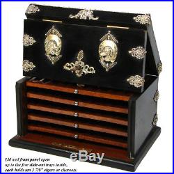 Antique French Napoleon III 10 Cigar Chest, Box, Presenter Hunt Horse & Dog