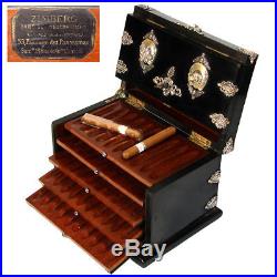 Antique French Napoleon III 10 Cigar Chest, Box, Presenter Hunt Horse & Dog