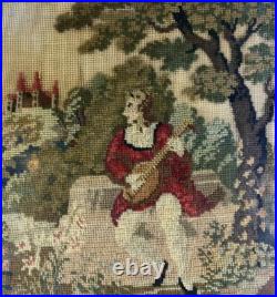 Antique French Needlepoint & Burled Wood Sewing or Work Box, Cigar Box, c1830-50