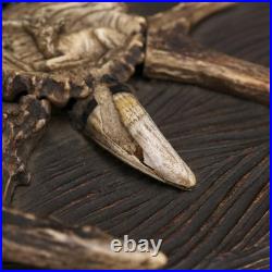 Antique German Black Forest Hunt Real Antler Oak Wood Carving Cigar Humidor Box