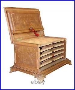 Antique German Black Forest Walnut Desk Cigar Box Humidor