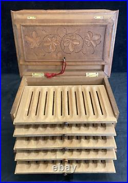 Antique German Black Forest Walnut Desk Cigar Box Humidor
