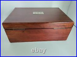 Antique Glass Lined Mahogany Tobacco Cigar Humidor Box Monogrammed in Silver MDF
