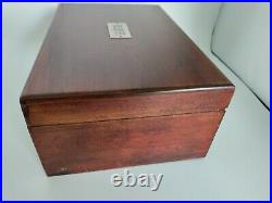 Antique Glass Lined Mahogany Tobacco Cigar Humidor Box Monogrammed in Silver MDF