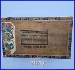 Antique High Five 50 Cigars Wood Box Superiores 1st District Factory109 Nebraska