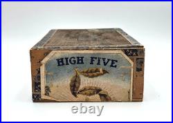Antique High Five 50 Cigars Wood Box Superiores 1st District Factory109 Nebraska