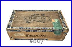 Antique High Five 50 Cigars Wood Box Superiores 1st District Factory109 Nebraska