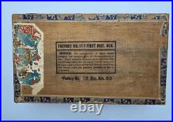 Antique High Five 50 Cigars Wood Box Superiores 1st District Factory109 Nebraska