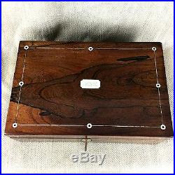 Antique Humidor Cigar Box English Wooden Chest Victorian Rosewood Inlaid