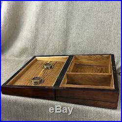 Antique Humidor Cigar Box English Wooden Chest Victorian Rosewood Inlaid