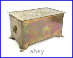 Antique Imperial Anglo-Russian Brass Cigar Humidor Box Late 1800's As Found