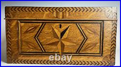 Antique Inlaid Marquetry Wooden Humidor Cigar Box Wood 19th C. Victorian