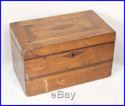 Antique Inlaid Wood Box. Handcrafted Jewelry Tea Caddy Cigar Writing Unusual