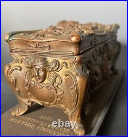 Antique JENNINGS BROTHERS Art Nouveau BOX Jewelry CIGAR Humidor tobacco JB J. B