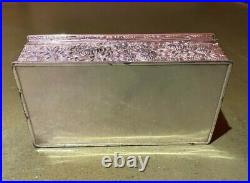 Antique Japanese Silver Plated Cigar / Cigarette Box Humidor Embossed Flowers