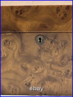 Antique Large Burl Wood Cigar Humidor Box 18.5 x 10.5 x 7.5 Inches