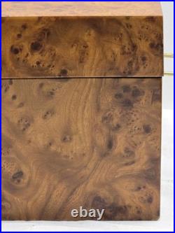 Antique Large Burl Wood Cigar Humidor Box 18.5 x 10.5 x 7.5 Inches