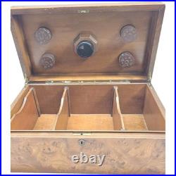 Antique Large Burl Wood Cigar Humidor Box 18.5 x 10.5 x 7.5 Inches