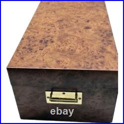 Antique Large Burl Wood Cigar Humidor Box 18.5 x 10.5 x 7.5 Inches