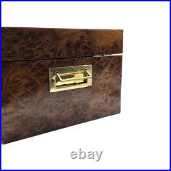 Antique Large Burl Wood Cigar Humidor Box 18.5 x 10.5 x 7.5 Inches