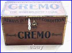 Antique Large Cremo Cigars Metal Humidor Trunk Box General Store Sign Display