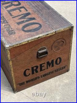 Antique Large Cremo Cigars Metal Humidor Trunk Box General Store Sign Display