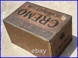 Antique Large Cremo Cigars Metal Humidor Trunk Box General Store Sign Display